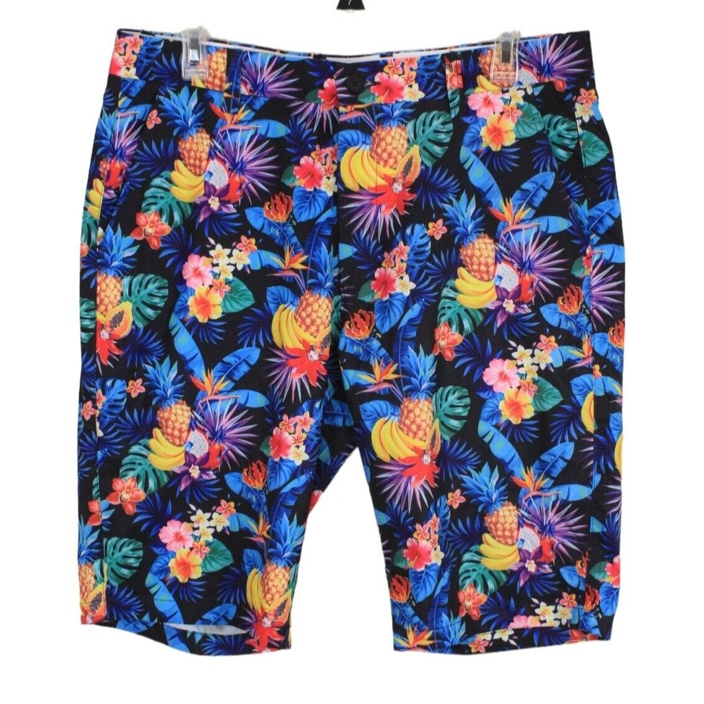 NWT Hreski Golf Shorts mens size 34 Tropical‎ Fruits Colorful Bright Chino